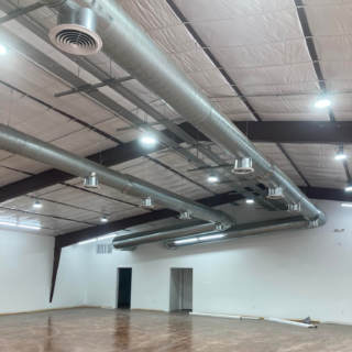 We installed the ductwork in this gymnasium