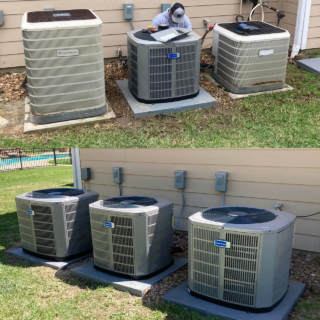Before and after of an American Standard 3 unit installation